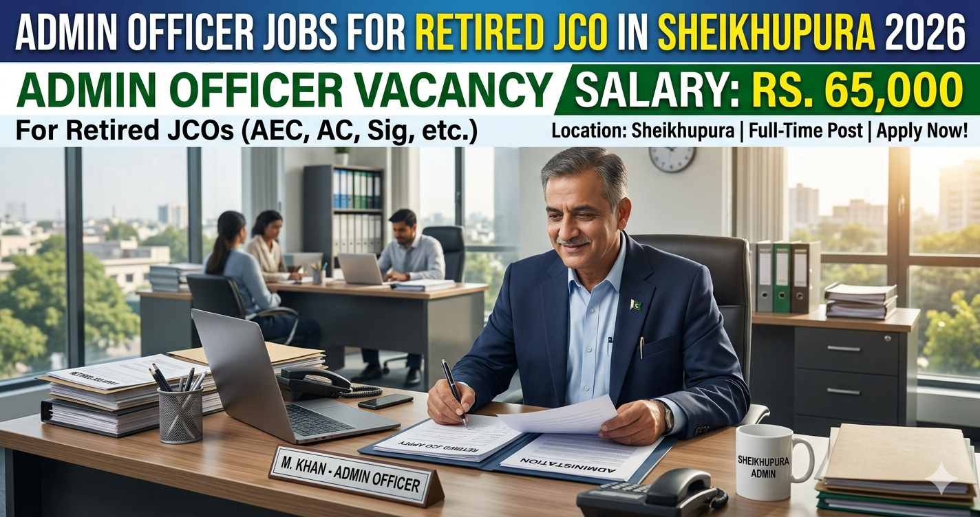 Admin Officer Jobs for Retired JCO in Sheikhupura 2026