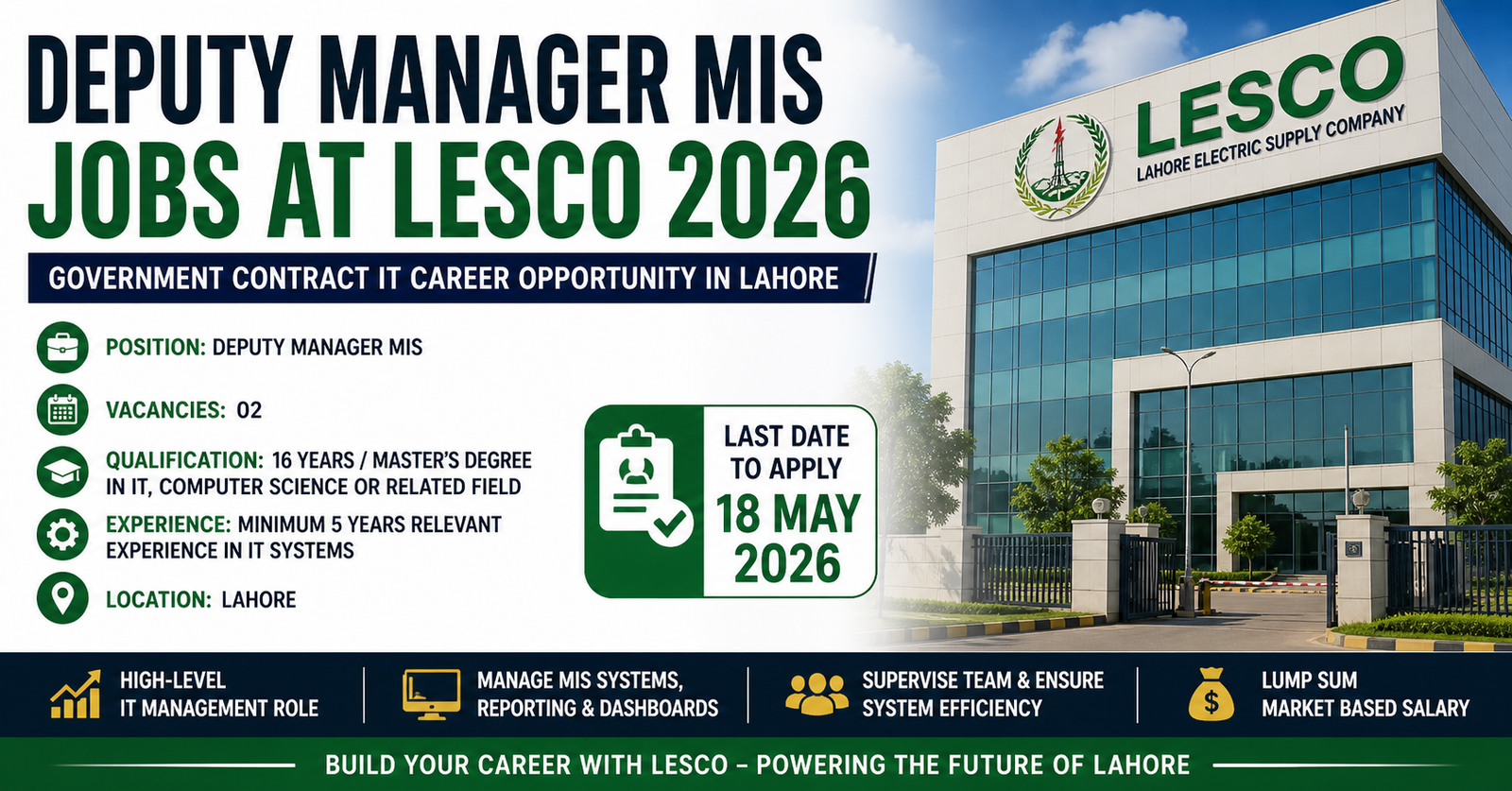Deputy Manager MIS LESCO Jobs 2026